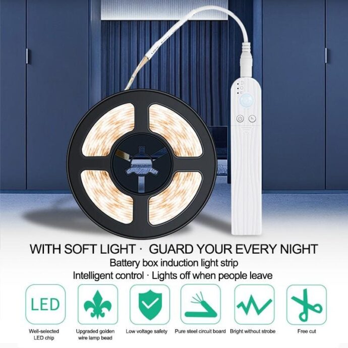 شريط إضاءة LED مع مستشعر حركة لاسلكي